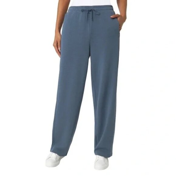 NEW Mondetta Soft Terry Wide Leg Pant | Blue - Picture 1 of 5